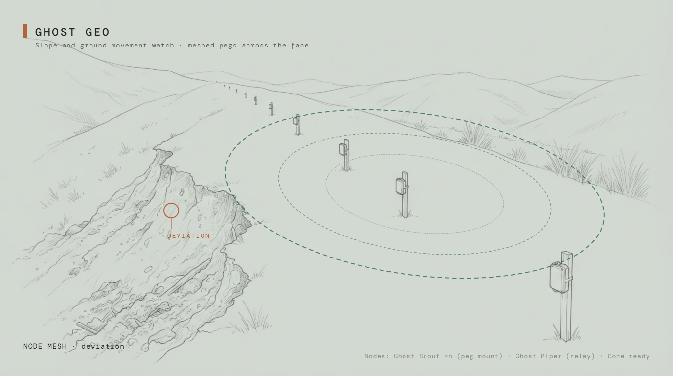 Ghost Geo proof frame (schematic illustration)